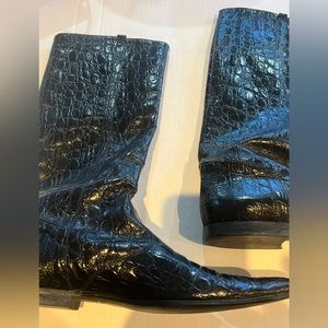 Italian leather boots, black, embossed size 40(9)